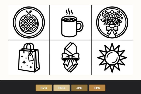 Black White Breakfast Icons Waffle: A Designer's Review