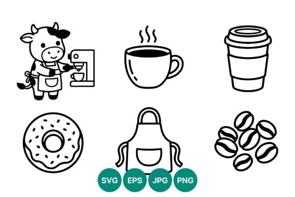 Coffee Cow Barista Vector Clip Art