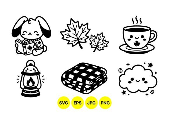 Cute Autumn Cartoon Clipart Set