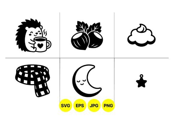 Cute Autumn Cozy Icons Set