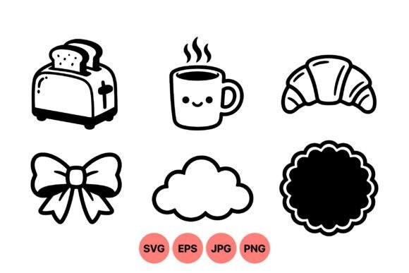 Cute Breakfast Icon Clipart Set