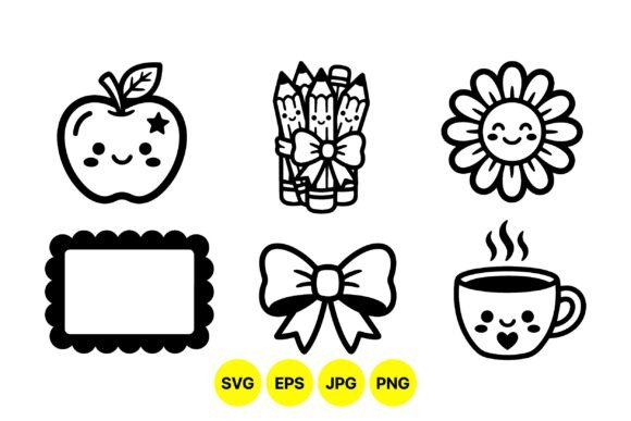 Cute Kawaii Icons Clipart Set