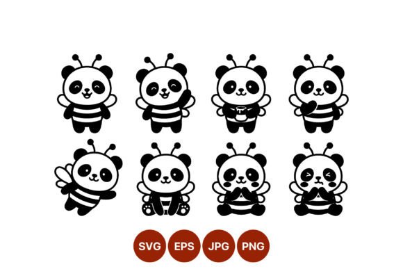 Cute Panda Bee Cartoon Character Set Review