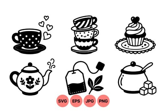 Cute Tea Time Clipart Set
