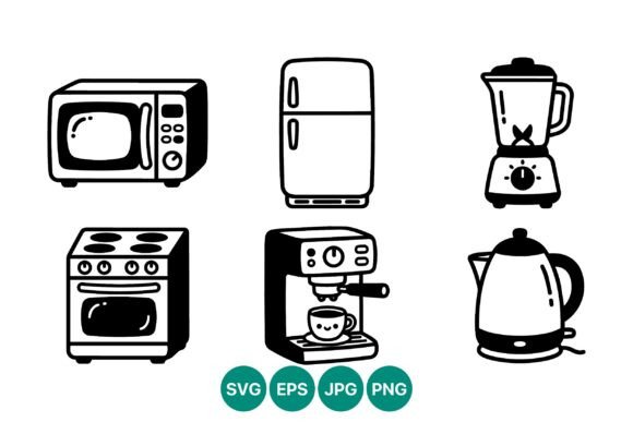 Kitchen Appliance Line Art Set