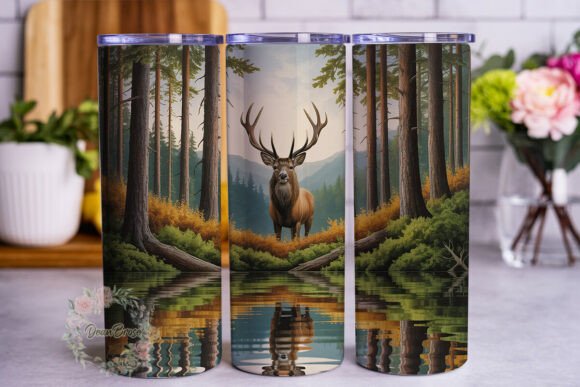 Majestic Deer Forest Reflection 20oz Tum