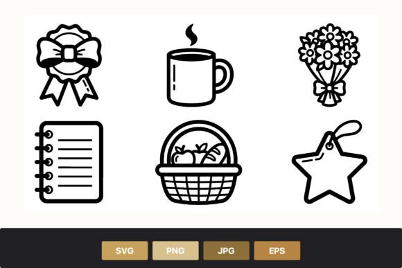 Review: Line Art Ribbon Coffee Bouquet Icons for Stitching