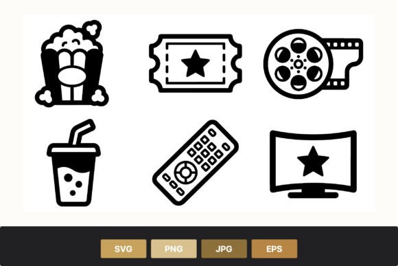 Review: Movie Ticket Popcorn Film Icon Set for Embroidery