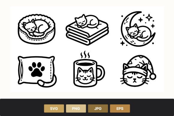 Sleeping Cat Line Art Icons: A Designer's Review