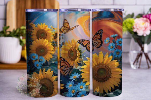 Vibrant Sunflower Butterfly Wrap PNG